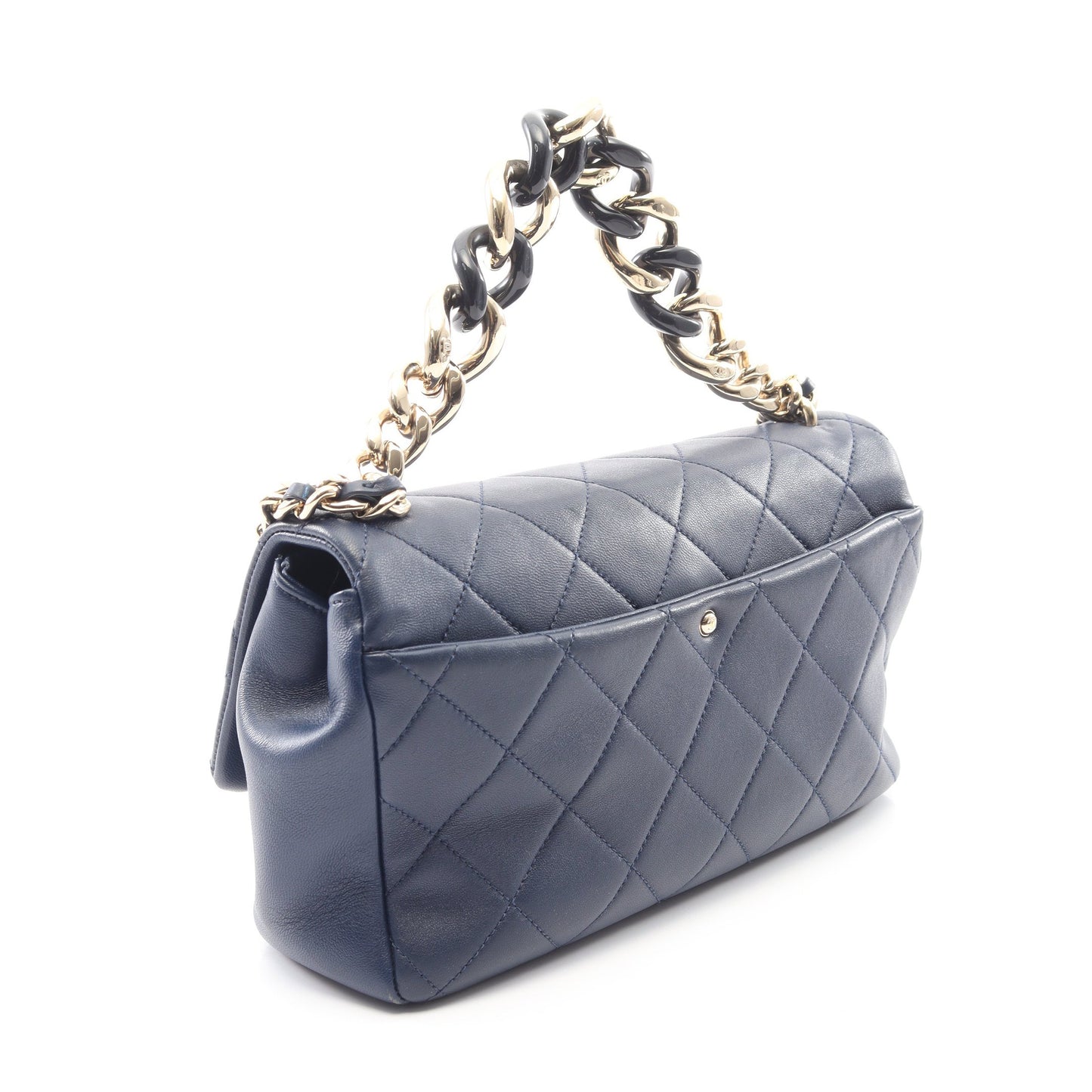 マトラッセ コンビ金具 2WAY チェーンショルダーバッグ ラムスキン ネイビー シャネル バッグ CHANEL