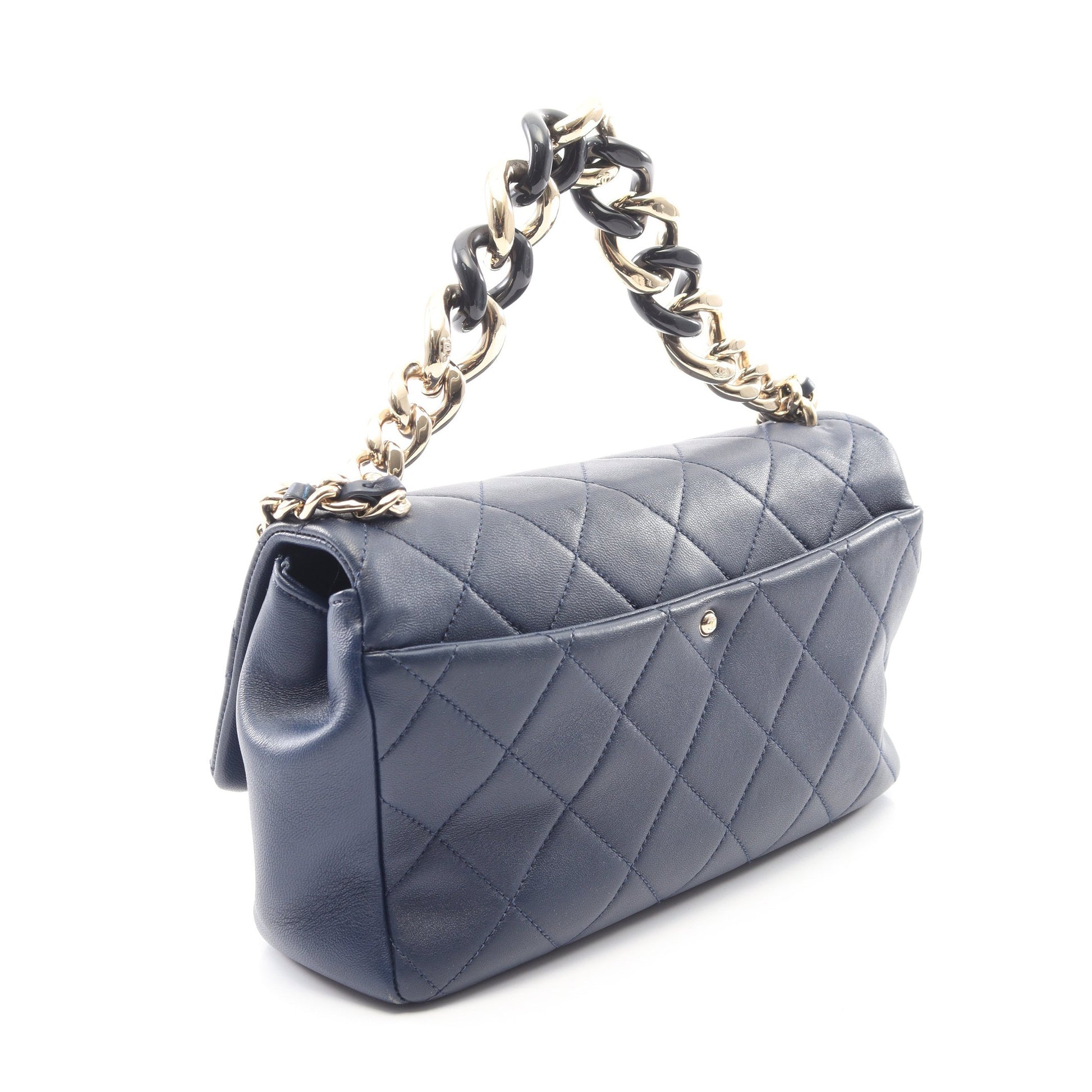 マトラッセ コンビ金具 2WAY チェーンショルダーバッグ ラムスキン ネイビー シャネル バッグ CHANEL