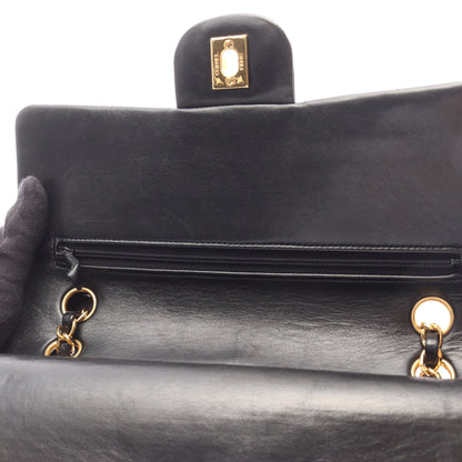 マトラッセ Wフラップ Wチェーンショルダーバッグ ラムスキン ブラック ゴールド金具 シャネル バッグ CHANEL