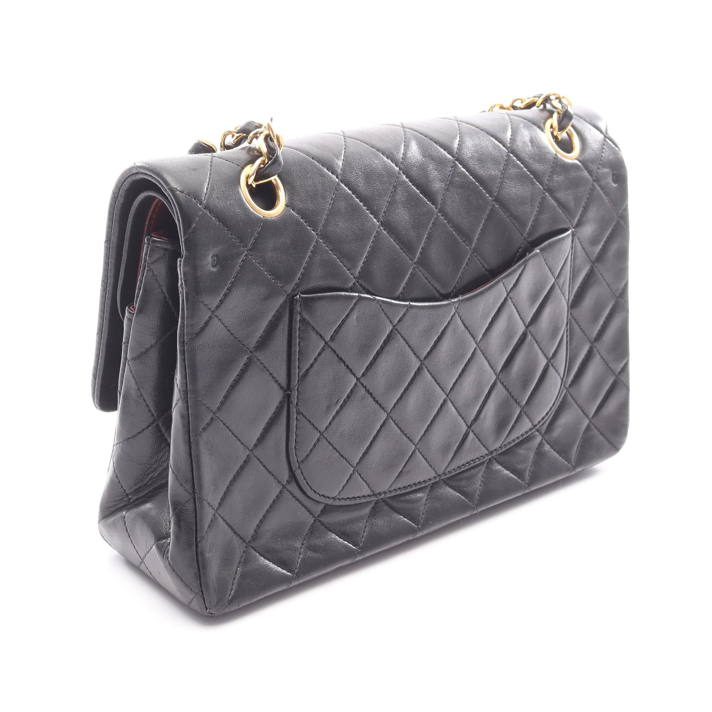 マトラッセ Wフラップ Wチェーンショルダーバッグ ラムスキン ブラック ゴールド金具 シャネル バッグ CHANEL