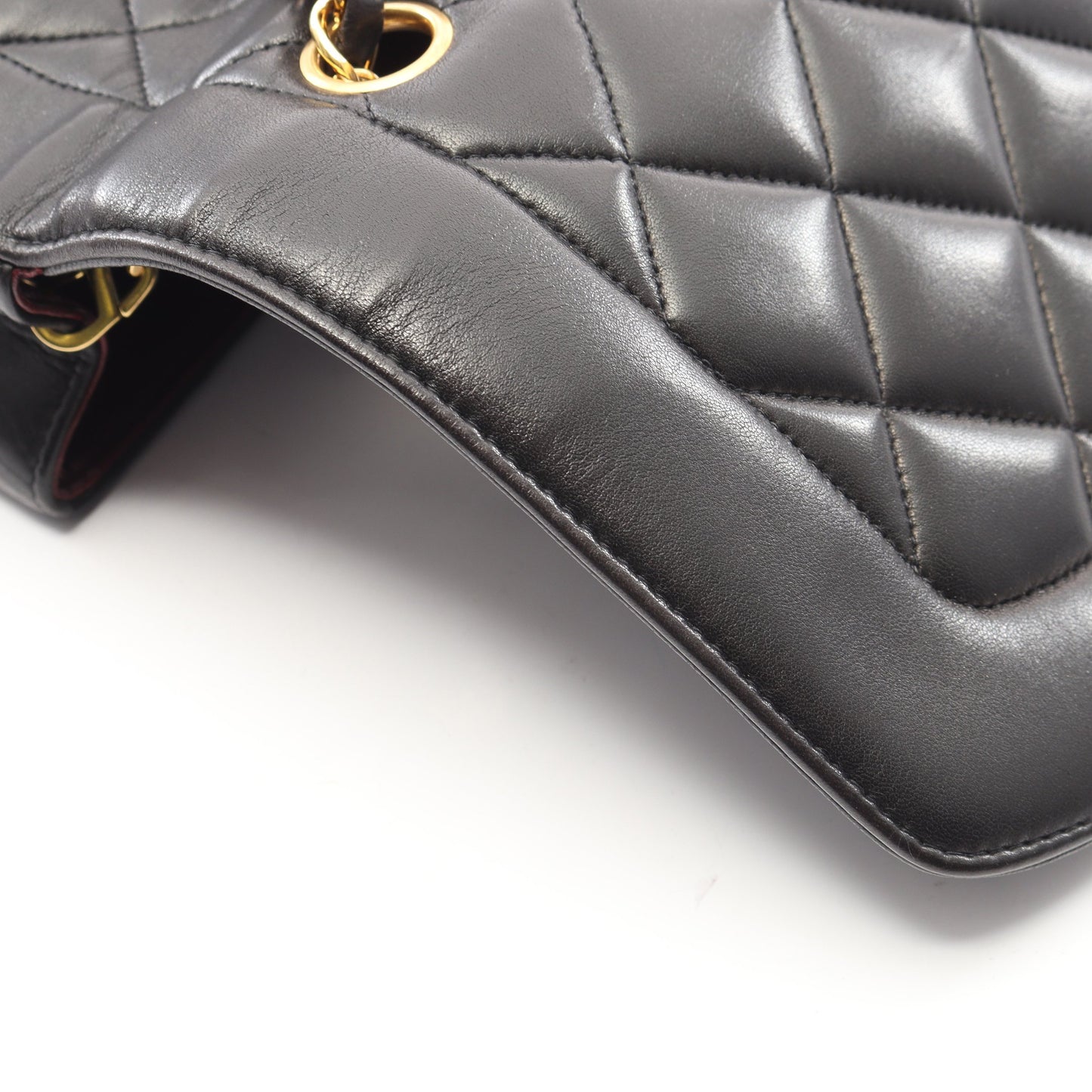 マトラッセ ダイアナフラップ チェーンショルダーバッグ ラムスキン ブラック ゴールド金具 シャネル バッグ CHANEL