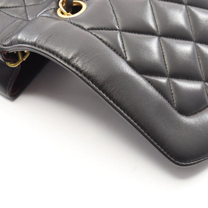 マトラッセ ダイアナフラップ チェーンショルダーバッグ ラムスキン ブラック ゴールド金具 シャネル バッグ CHANEL