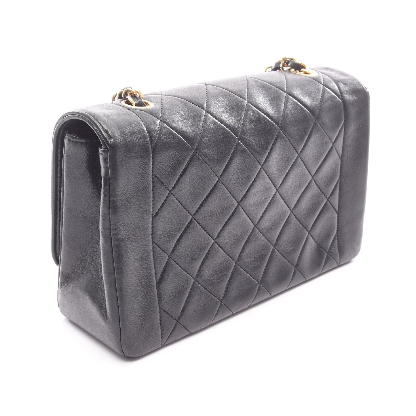マトラッセ シングルフラップ チェーンショルダーバッグ ラムスキン ブラック ゴールド金具 シャネル バッグ CHANEL