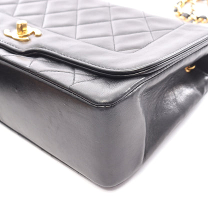 マトラッセ シングルフラップ チェーンショルダーバッグ ラムスキン ブラック ゴールド金具 シャネル バッグ CHANEL
