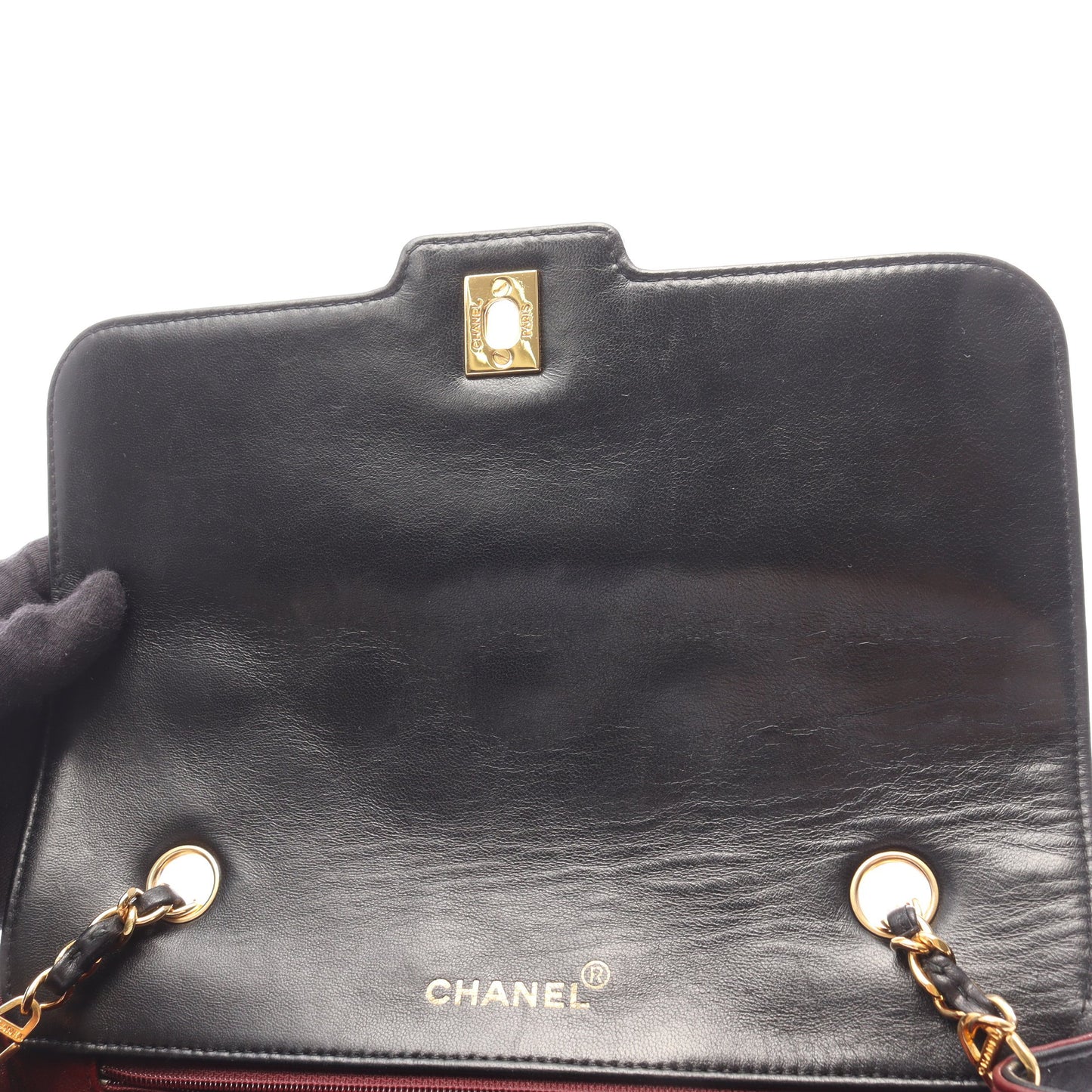マトラッセ シングルフラップ チェーンショルダーバッグ ラムスキン ブラック ゴールド金具 シャネル バッグ CHANEL