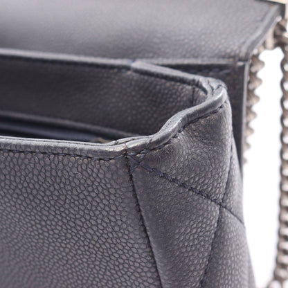 マトラッセ チェーンショルダーバッグ キャビアスキン ダークグレー シルバー金具 シャネル バッグ CHANEL