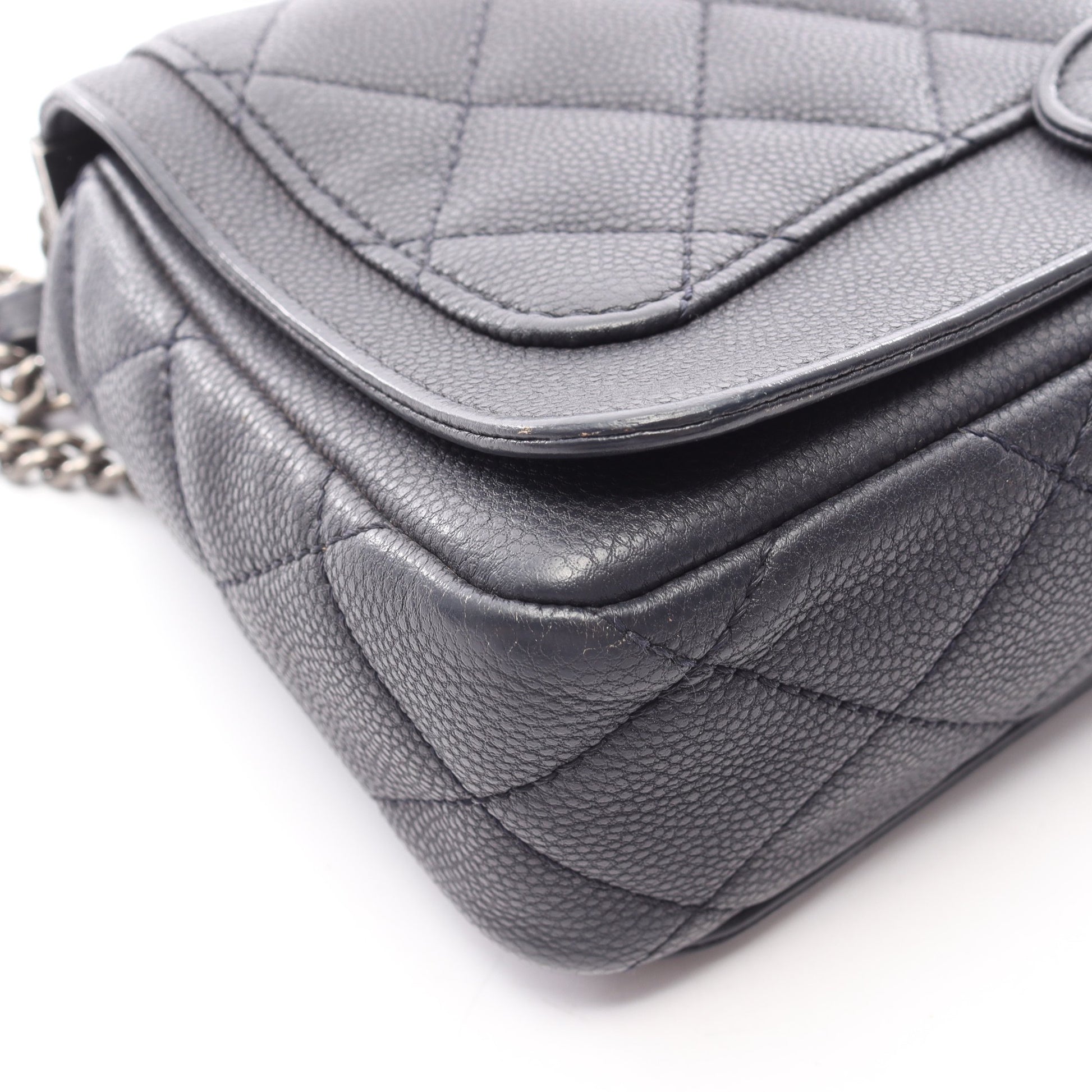 マトラッセ チェーンショルダーバッグ キャビアスキン ダークグレー シルバー金具 シャネル バッグ CHANEL