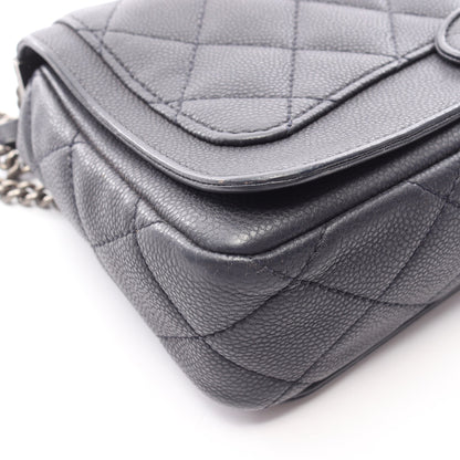マトラッセ チェーンショルダーバッグ キャビアスキン ダークグレー シルバー金具 シャネル バッグ CHANEL