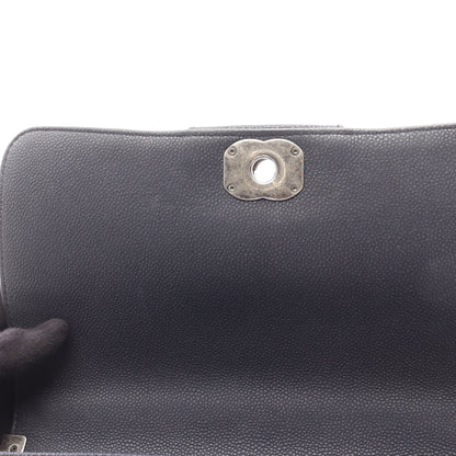 マトラッセ チェーンショルダーバッグ キャビアスキン ダークグレー シルバー金具 シャネル バッグ CHANEL