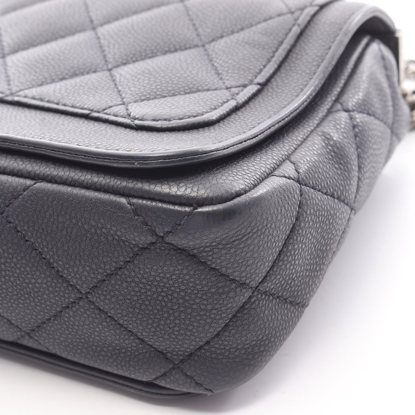 マトラッセ チェーンショルダーバッグ キャビアスキン ダークグレー シルバー金具 シャネル バッグ CHANEL