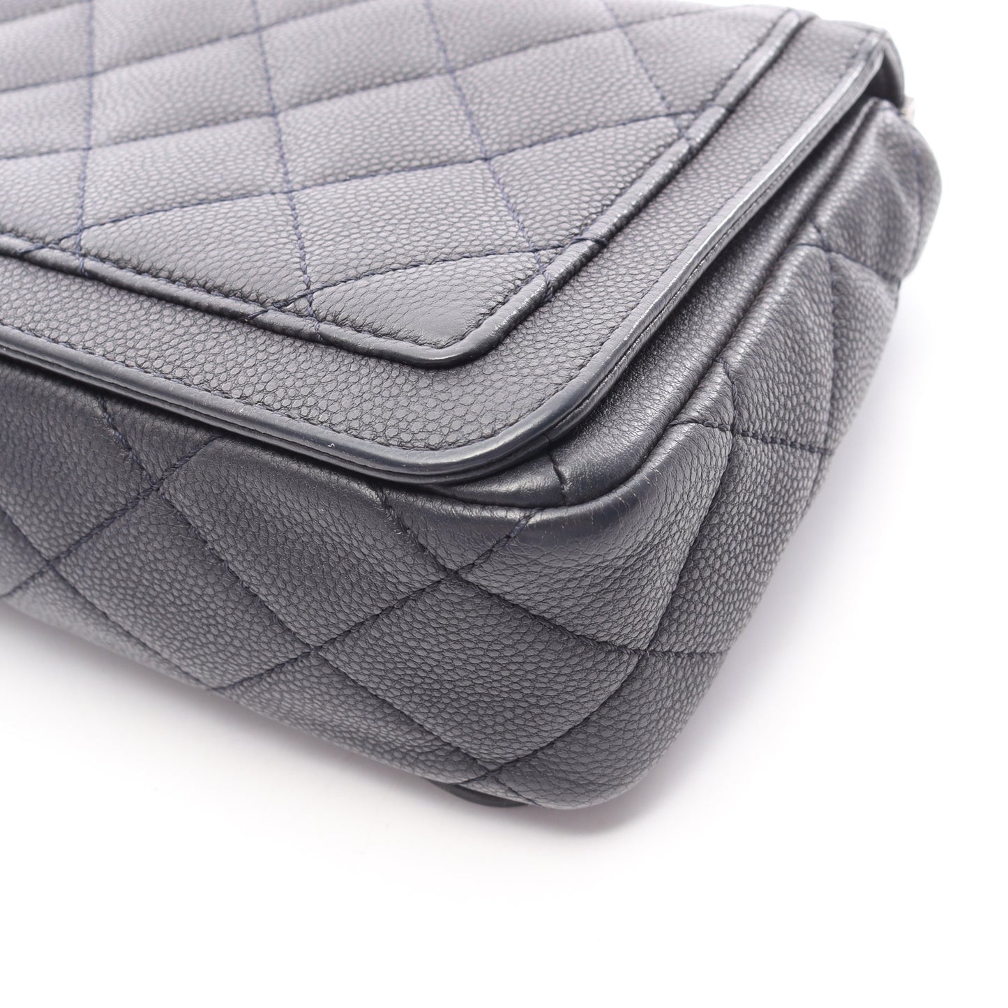 マトラッセ チェーンショルダーバッグ キャビアスキン ダークグレー シルバー金具 シャネル バッグ CHANEL