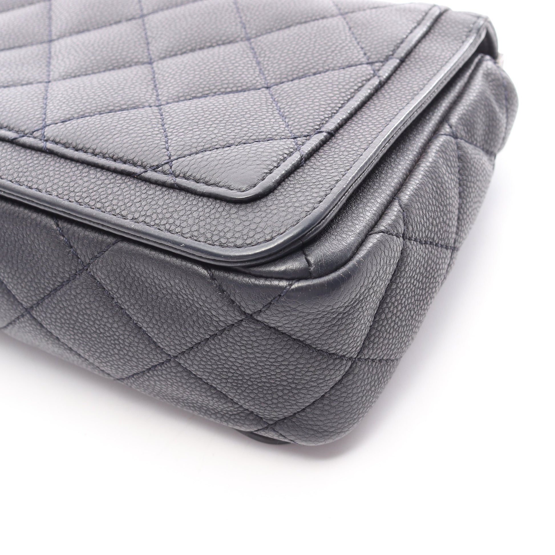 マトラッセ チェーンショルダーバッグ キャビアスキン ダークグレー シルバー金具 シャネル バッグ CHANEL