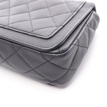 マトラッセ チェーンショルダーバッグ キャビアスキン ダークグレー シルバー金具 シャネル バッグ CHANEL