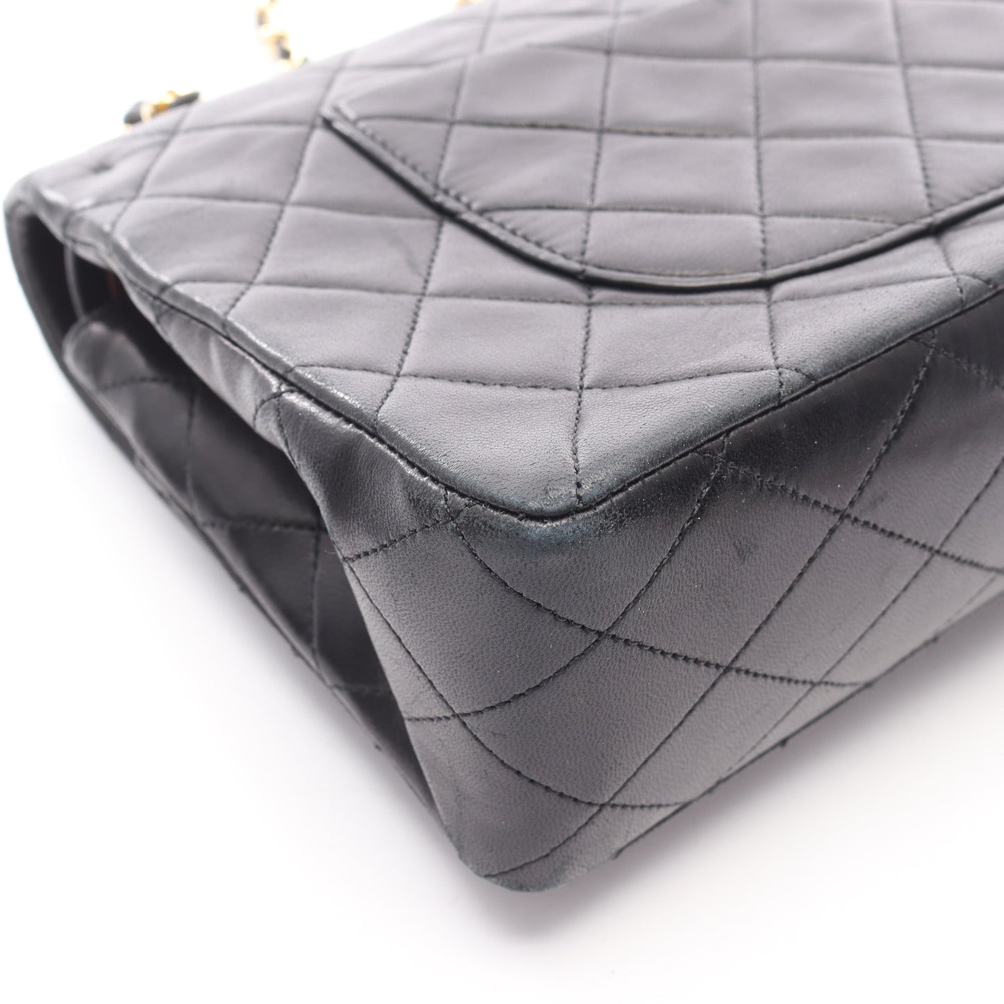 マトラッセ Wフラップ Wチェーンショルダーバッグ ラムスキン ブラック ゴールド金具 シャネル バッグ CHANEL