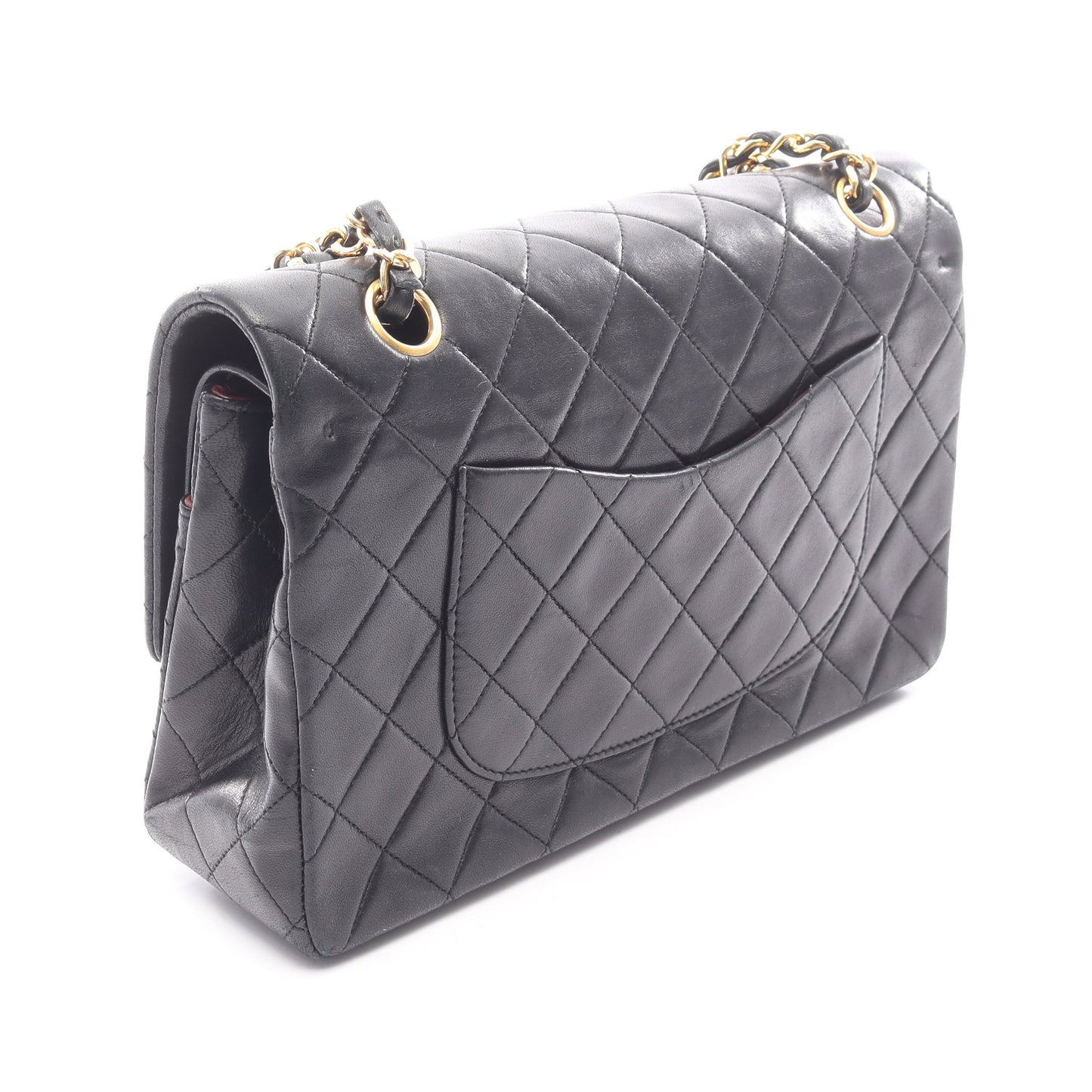 マトラッセ Wフラップ Wチェーンショルダーバッグ ラムスキン ブラック ゴールド金具 シャネル バッグ CHANEL