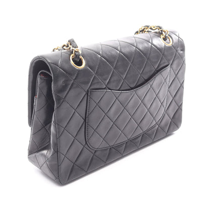 マトラッセ Wフラップ Wチェーンショルダーバッグ ラムスキン ブラック ゴールド金具 シャネル バッグ CHANEL