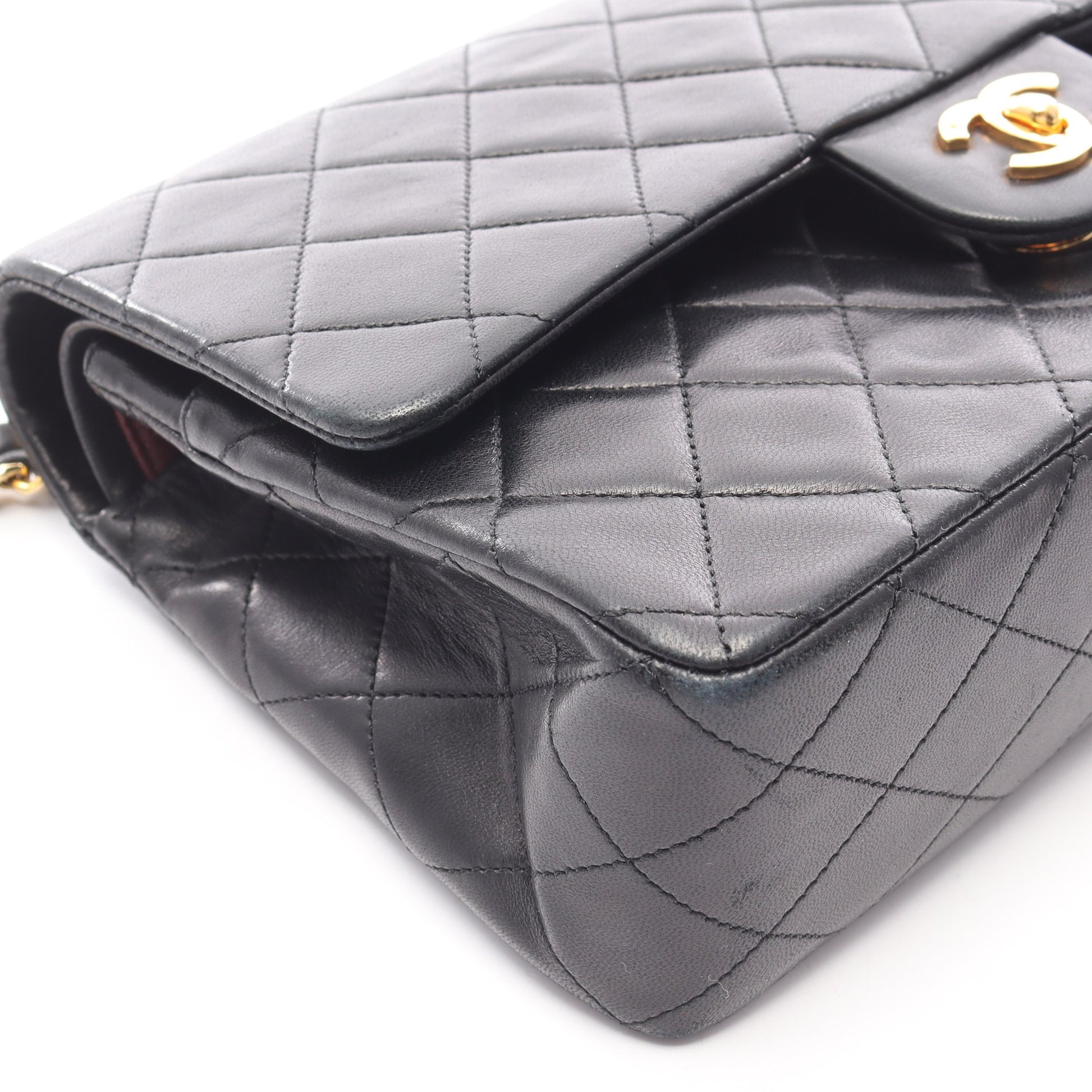 マトラッセ Wフラップ Wチェーンショルダーバッグ ラムスキン ブラック ゴールド金具 シャネル バッグ CHANEL