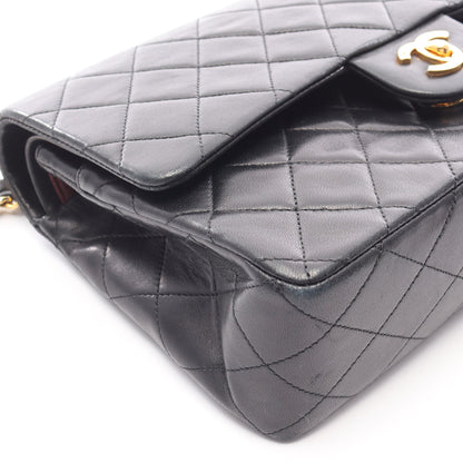 マトラッセ Wフラップ Wチェーンショルダーバッグ ラムスキン ブラック ゴールド金具 シャネル バッグ CHANEL