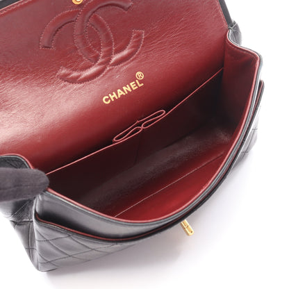 マトラッセ Wフラップ Wチェーンショルダーバッグ ラムスキン ブラック ゴールド金具 シャネル バッグ CHANEL