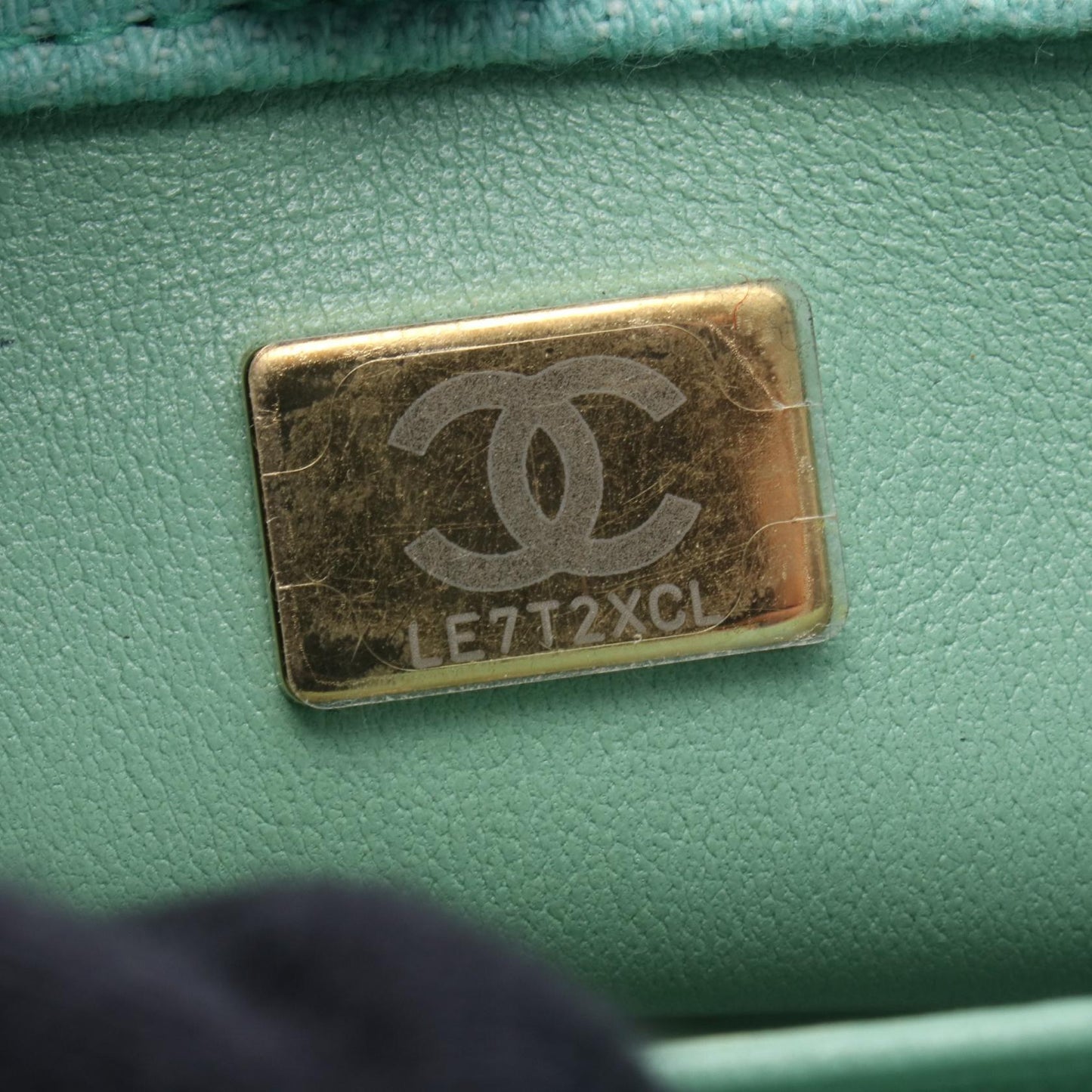 マトラッセ チェーンショルダーバッグ デニム エメラルドグリーン ゴールド金具 シャネル バッグ CHANEL