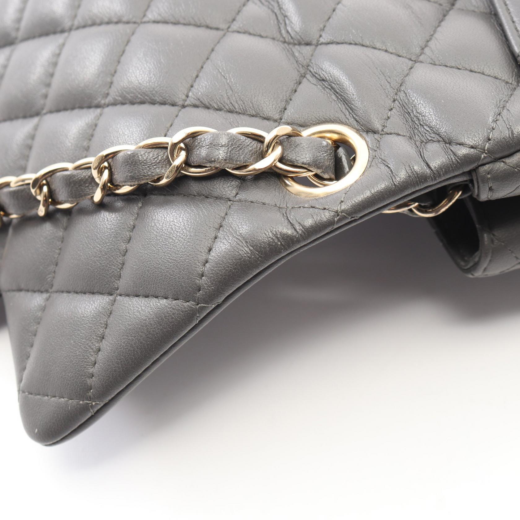 ミニマトラッセ チェーンショルダーバッグ ラムスキン グレー ゴールド金具 シャネル バッグ CHANEL