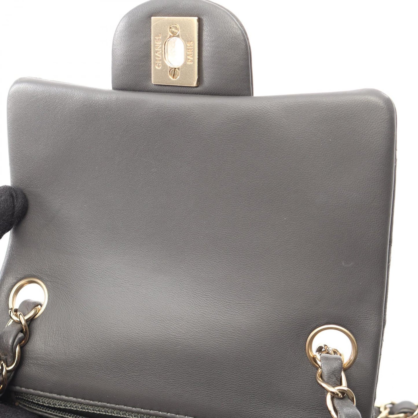 ミニマトラッセ チェーンショルダーバッグ ラムスキン グレー ゴールド金具 シャネル バッグ CHANEL