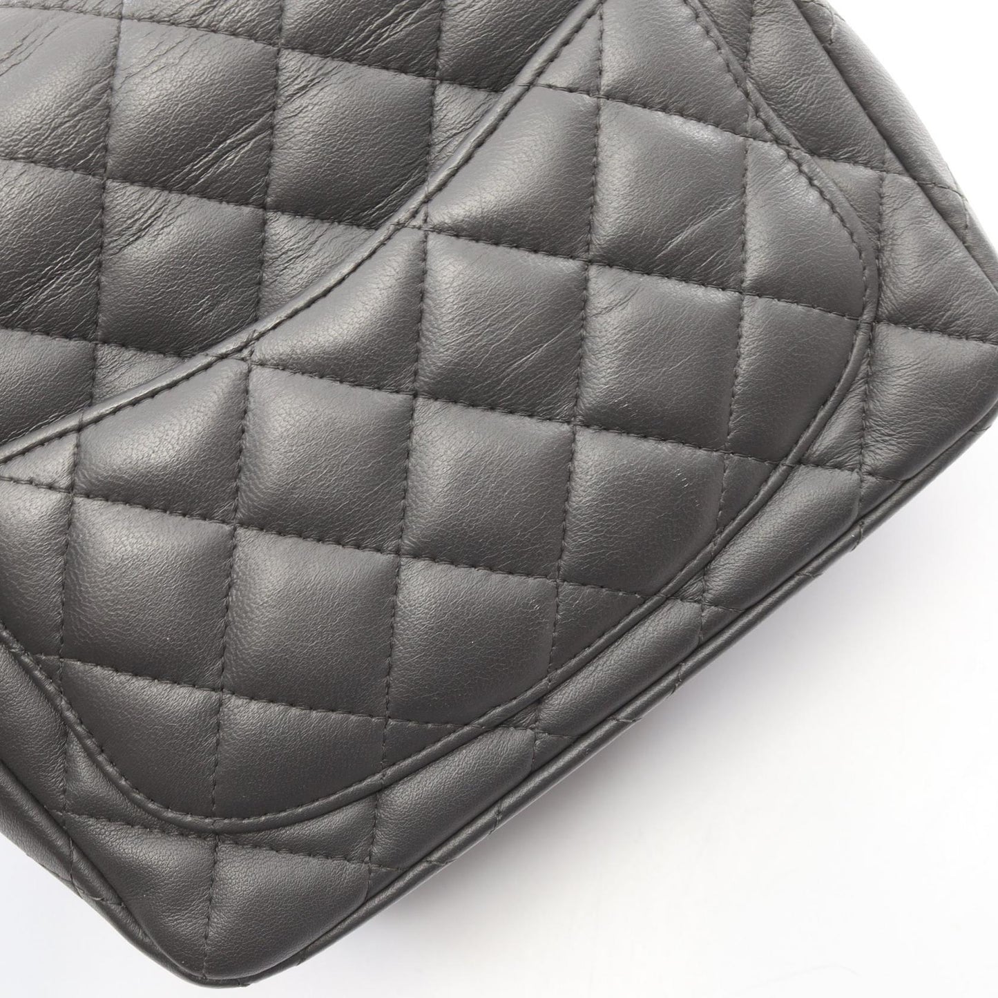 ミニマトラッセ チェーンショルダーバッグ ラムスキン グレー ゴールド金具 シャネル バッグ CHANEL