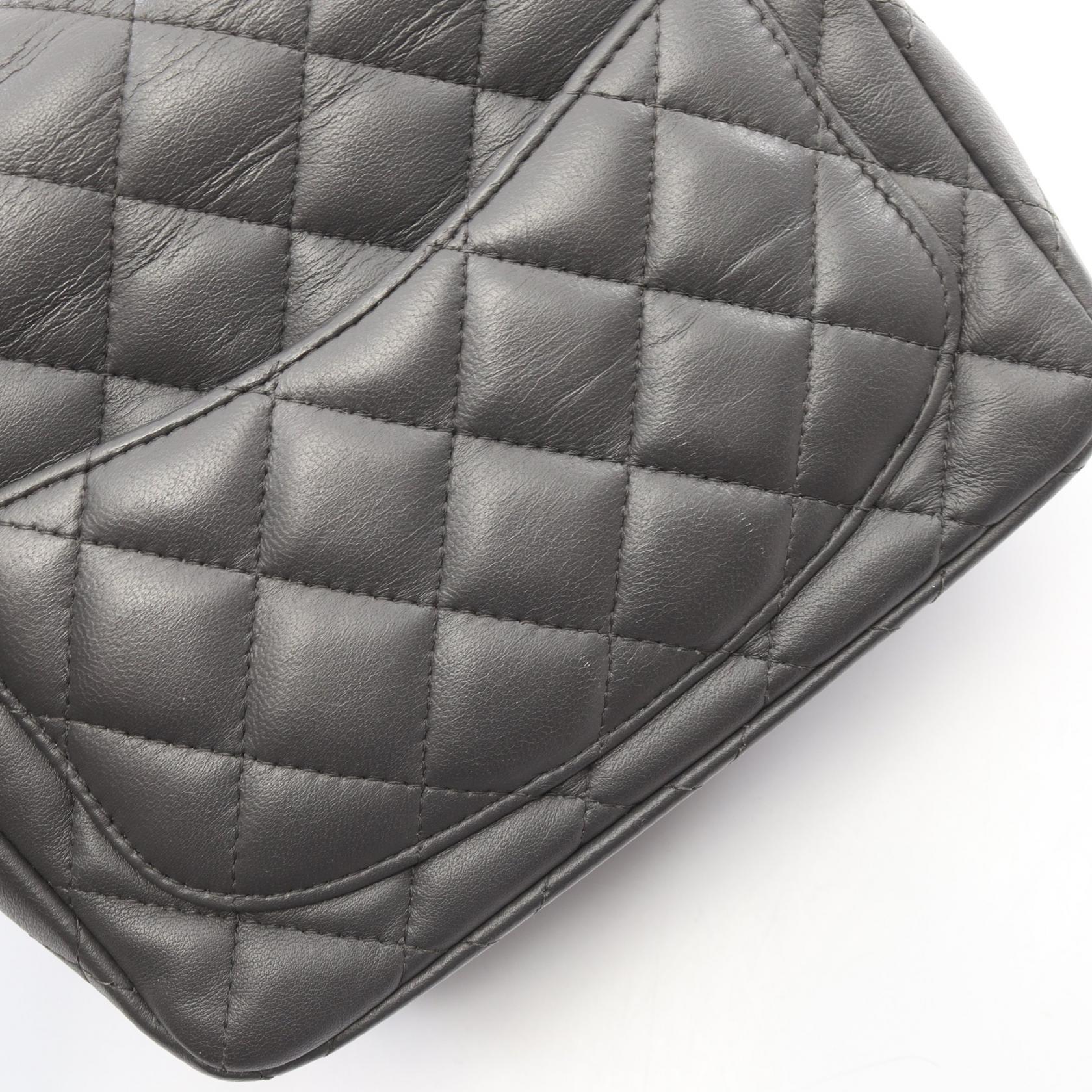 ミニマトラッセ チェーンショルダーバッグ ラムスキン グレー ゴールド金具 シャネル バッグ CHANEL