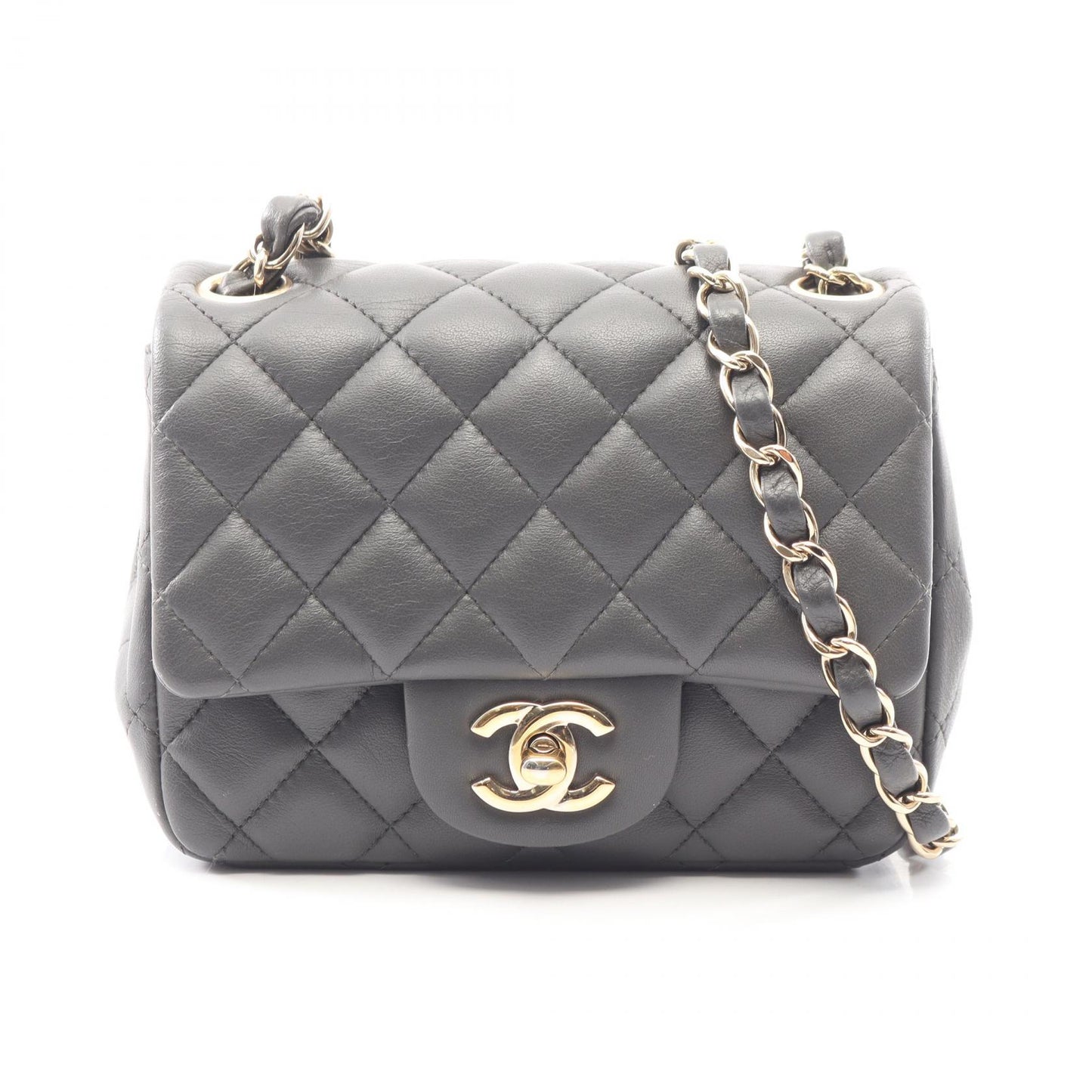ミニマトラッセ チェーンショルダーバッグ ラムスキン グレー ゴールド金具 シャネル バッグ CHANEL