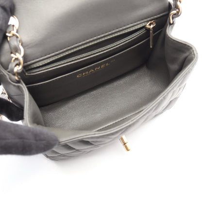 ミニマトラッセ チェーンショルダーバッグ ラムスキン グレー ゴールド金具 シャネル バッグ CHANEL