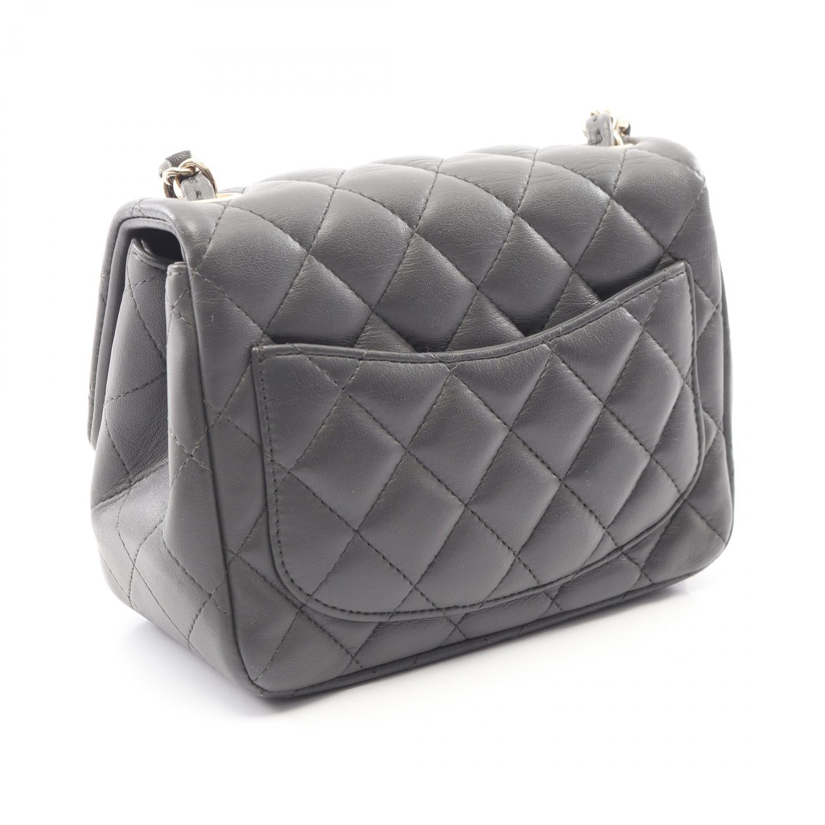 ミニマトラッセ チェーンショルダーバッグ ラムスキン グレー ゴールド金具 シャネル バッグ CHANEL