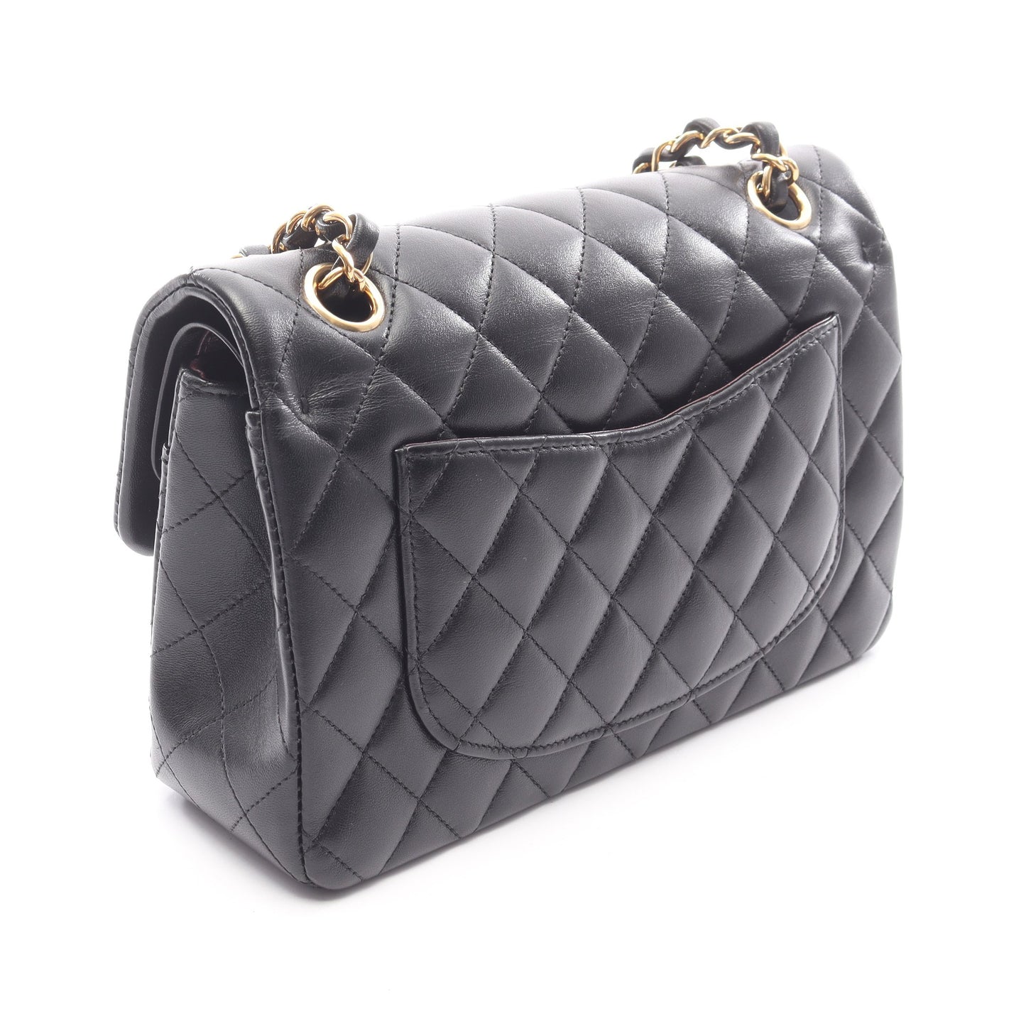 マトラッセ Wフラップ Wチェーンショルダーバッグ ラムスキン ブラック ゴールド金具 シャネル バッグ CHANEL