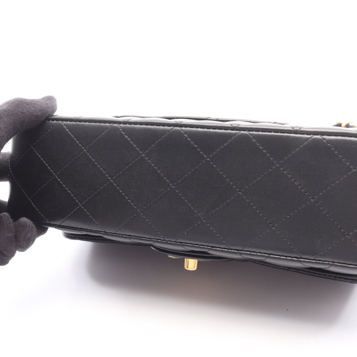 マトラッセ Wフラップ Wチェーンショルダーバッグ ラムスキン ブラック ゴールド金具 シャネル バッグ CHANEL