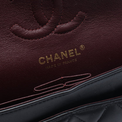 マトラッセ Wフラップ Wチェーンショルダーバッグ ラムスキン ブラック ゴールド金具 シャネル バッグ CHANEL