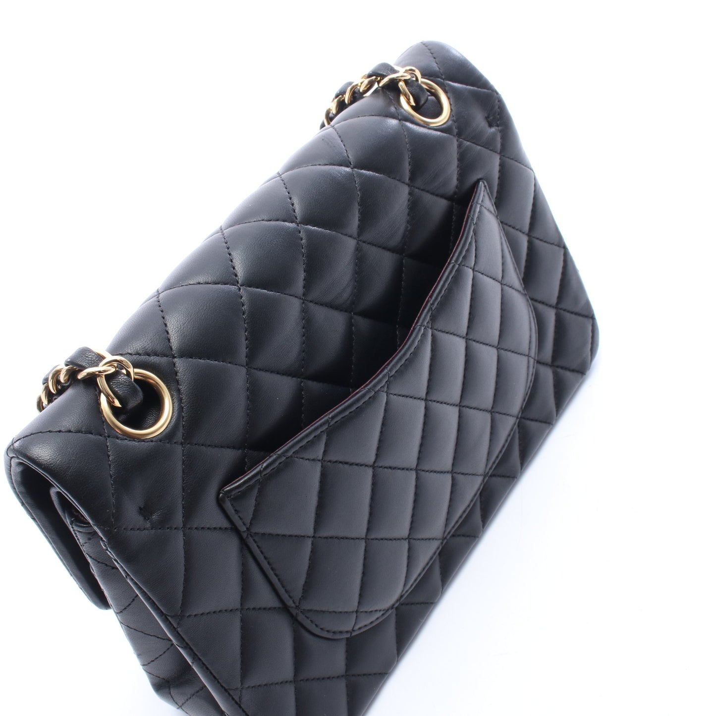 マトラッセ Wフラップ Wチェーンショルダーバッグ ラムスキン ブラック ゴールド金具 シャネル バッグ CHANEL