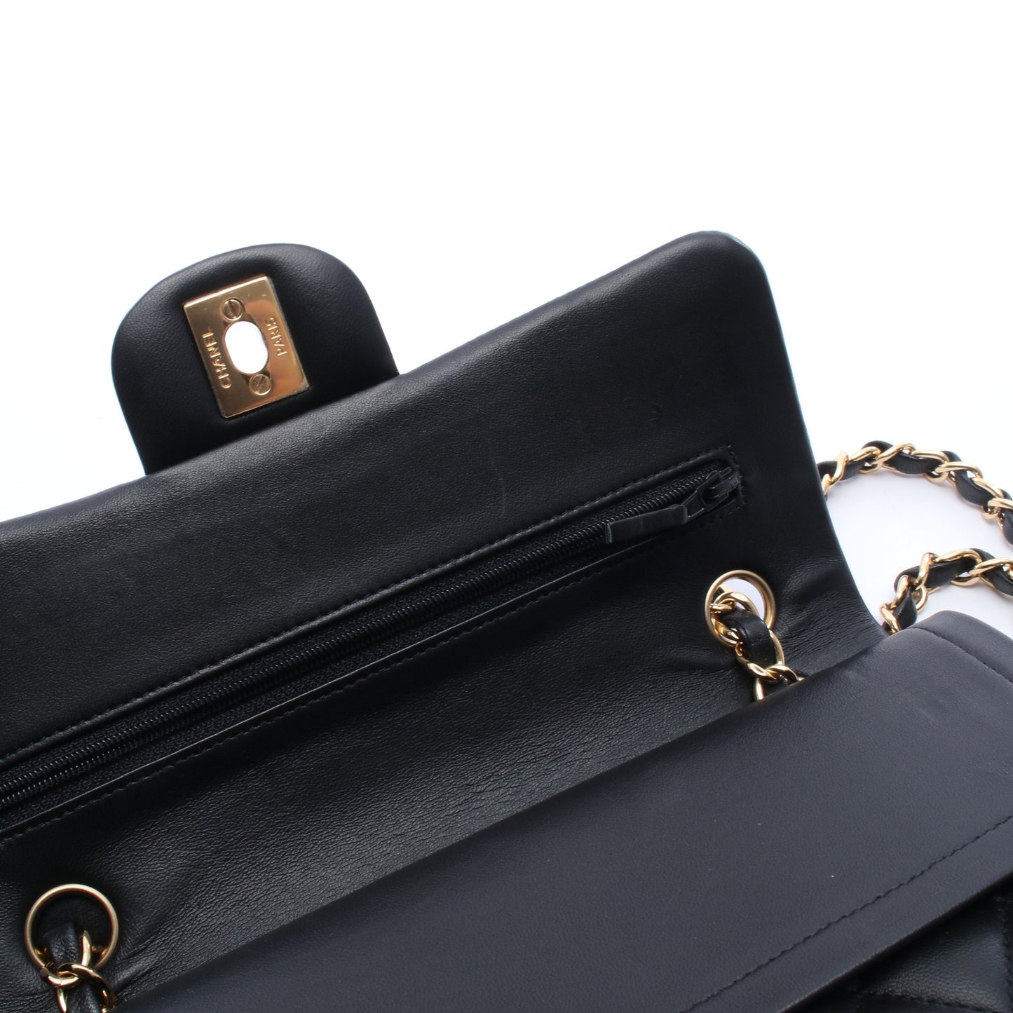 マトラッセ Wフラップ Wチェーンショルダーバッグ ラムスキン ブラック ゴールド金具 シャネル バッグ CHANEL