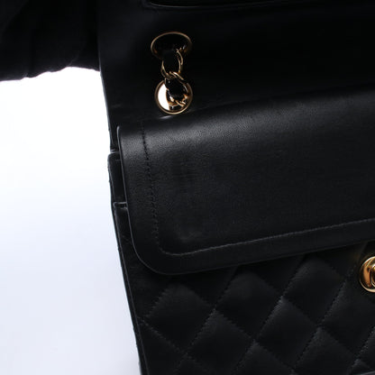 マトラッセ Wフラップ Wチェーンショルダーバッグ ラムスキン ブラック ゴールド金具 シャネル バッグ CHANEL