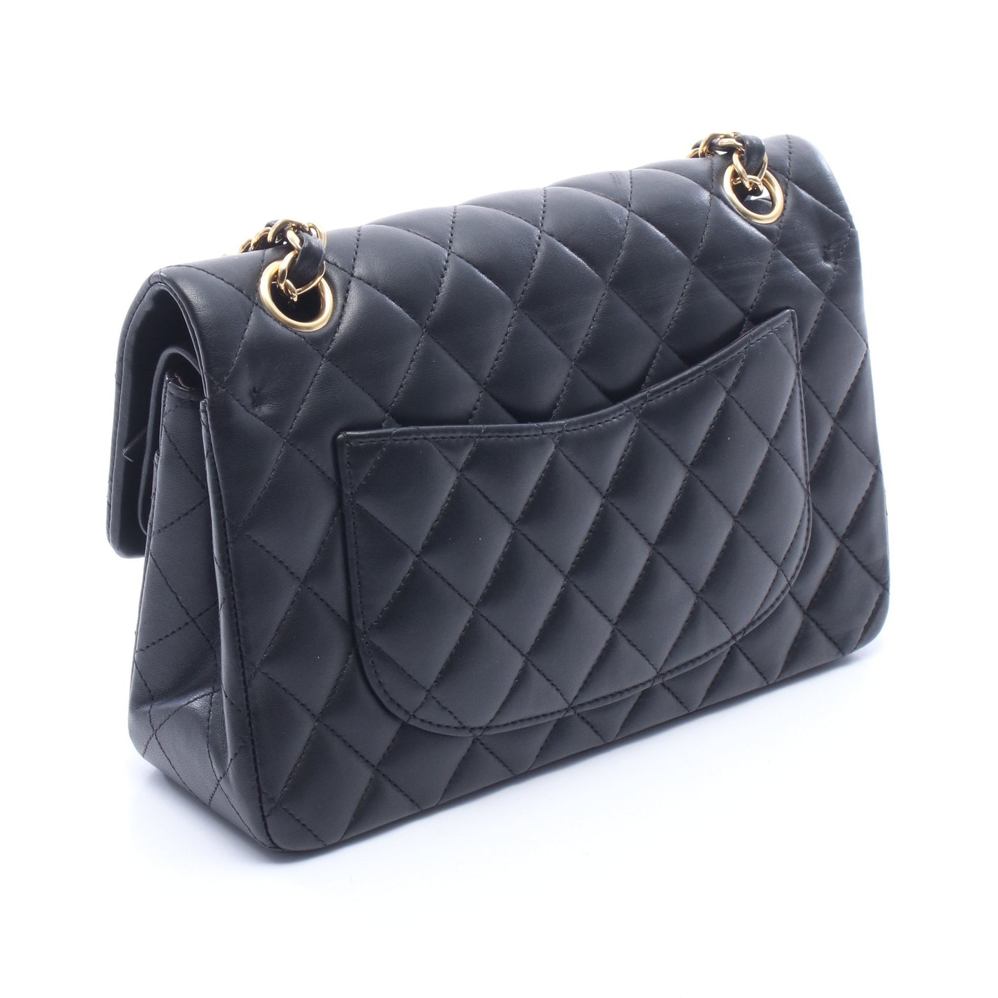マトラッセ Wフラップ Wチェーンショルダーバッグ ラムスキン ブラック ゴールド金具 シャネル バッグ CHANEL