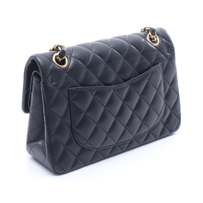 マトラッセ Wフラップ Wチェーンショルダーバッグ ラムスキン ブラック ゴールド金具 シャネル バッグ CHANEL