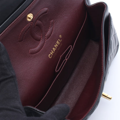 マトラッセ Wフラップ Wチェーンショルダーバッグ ラムスキン ブラック ゴールド金具 シャネル バッグ CHANEL