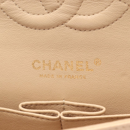マトラッセ Wフラップ Wチェーンショルダーバッグ キャビアスキン ベージュ ゴールド金具 シャネル バッグ CHANEL
