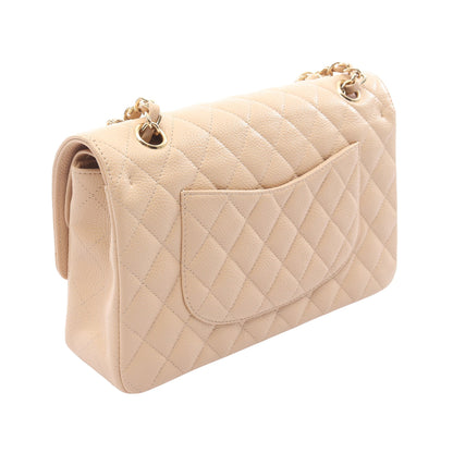 マトラッセ Wフラップ Wチェーンショルダーバッグ キャビアスキン ベージュ ゴールド金具 シャネル バッグ CHANEL