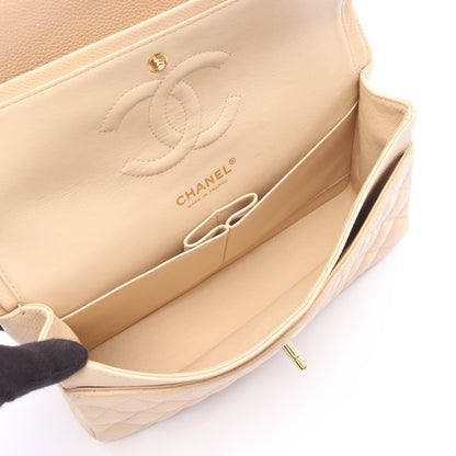 マトラッセ Wフラップ Wチェーンショルダーバッグ キャビアスキン ベージュ ゴールド金具 シャネル バッグ CHANEL