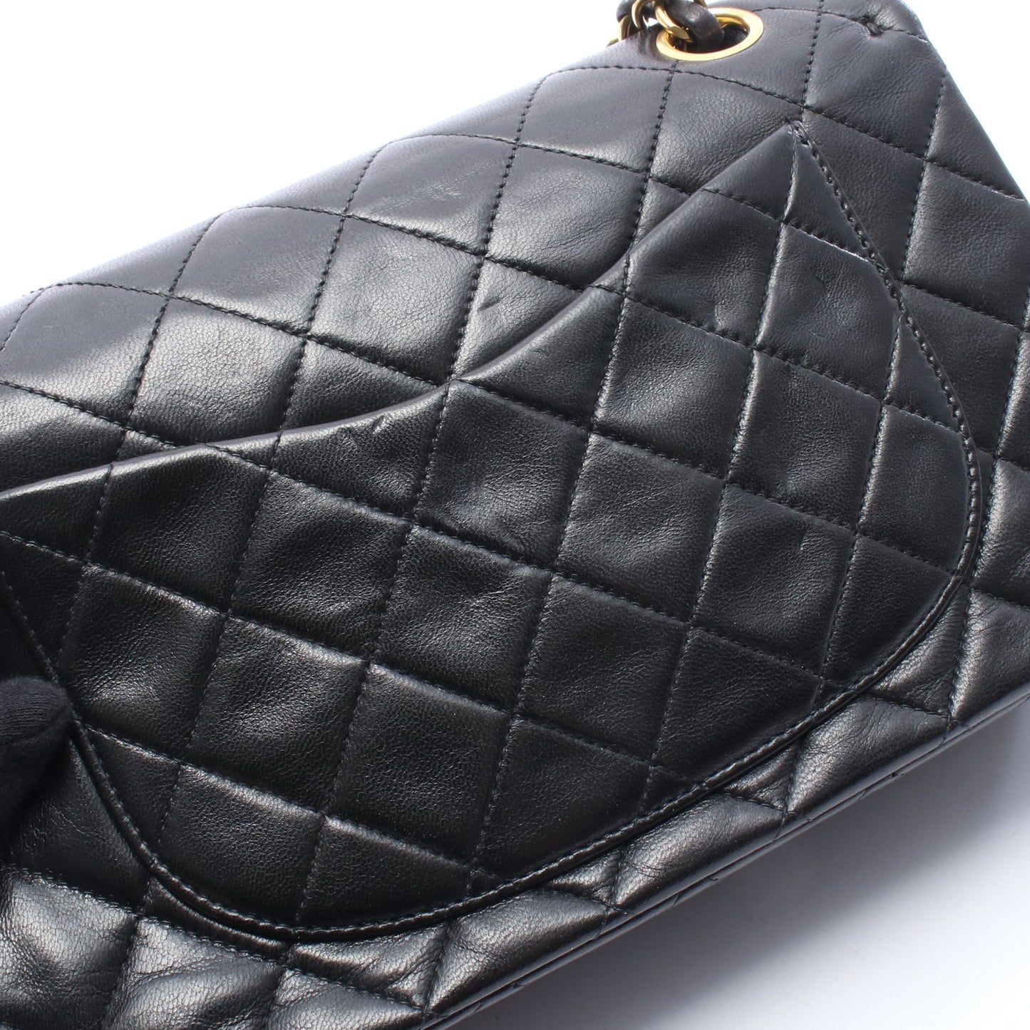 マトラッセ Wフラップ Wチェーンショルダーバッグ ラムスキン ブラック ゴールド金具 シャネル バッグ CHANEL