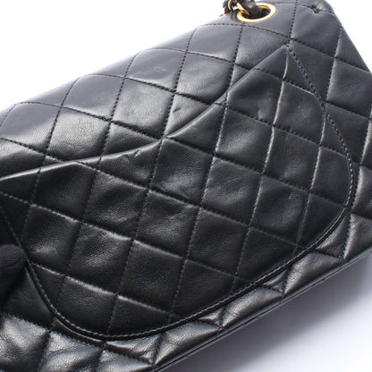 マトラッセ Wフラップ Wチェーンショルダーバッグ ラムスキン ブラック ゴールド金具 シャネル バッグ CHANEL