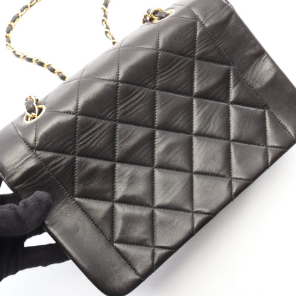 マトラッセ ダイアナフラップ チェーンショルダーバッグ ラムスキン ブラック ゴールド金具 シャネル バッグ CHANEL