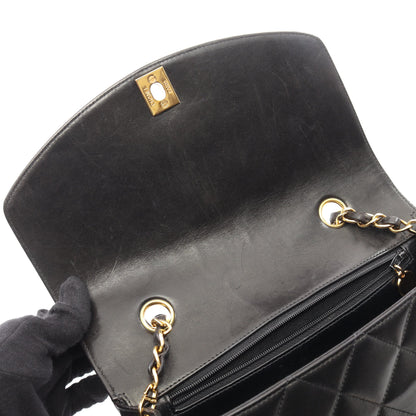 マトラッセ ダイアナフラップ チェーンショルダーバッグ ラムスキン ブラック ゴールド金具 シャネル バッグ CHANEL