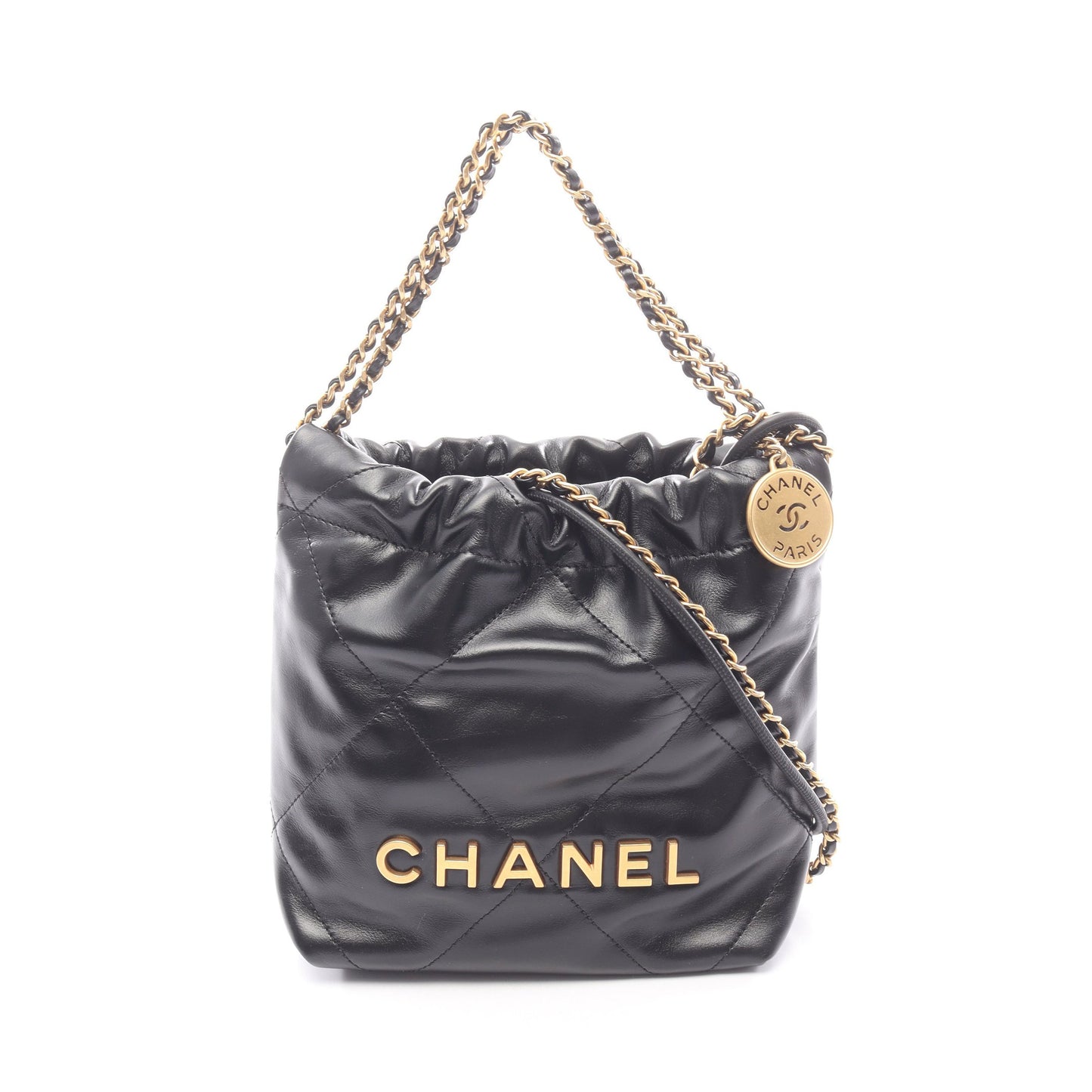 CHANEL 22 ミニ チェーンショルダーバッグ ラムスキン ブラック ゴールド金具 シャネル バッグ CHANEL