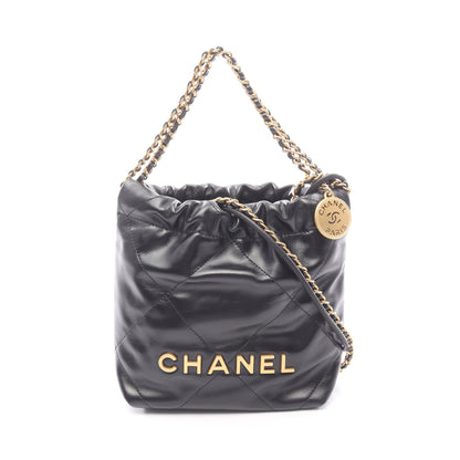 CHANEL 22 ミニ チェーンショルダーバッグ ラムスキン ブラック ゴールド金具 シャネル バッグ CHANEL