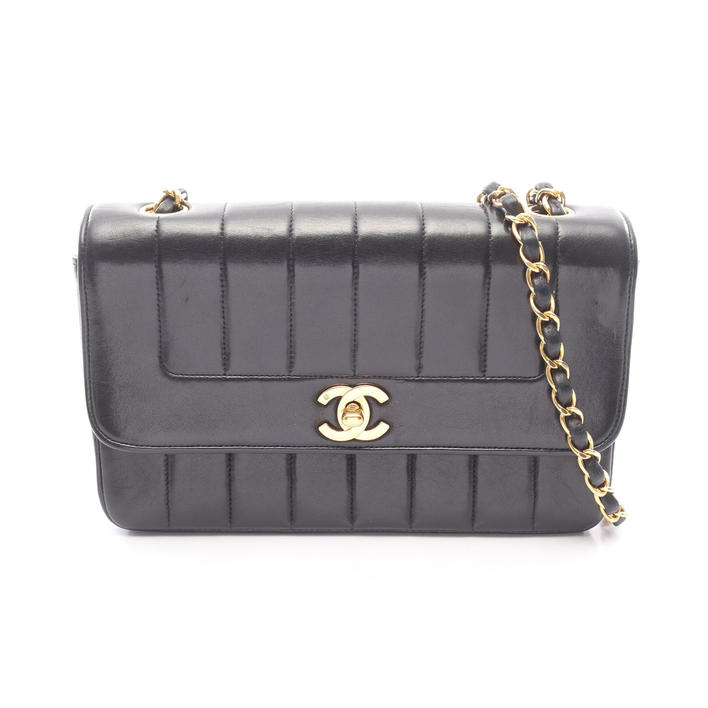 マドモアゼル チェーンショルダーバッグ ラムスキン ブラック ゴールド金具 シャネル バッグ CHANEL
